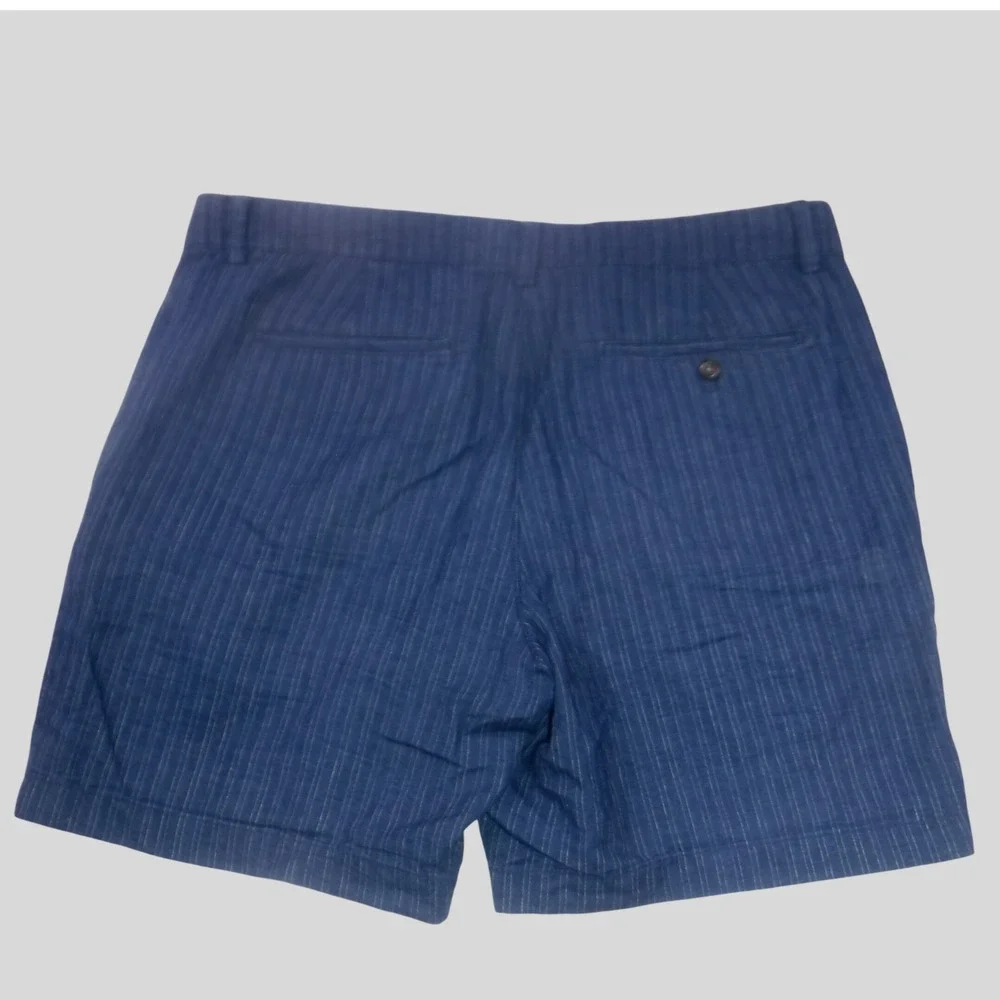 Banana Republic Mens Blue Pinstripe Linen Blend Shorts Size 33 Summer Preppy‎